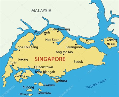 République De Singapour Carte Vectorielle — Image Vectorielle
