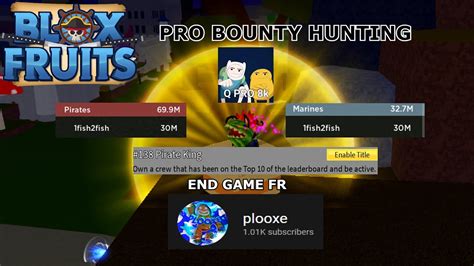 Million Bounty And Honor Blox Fruits Bounty Hunting Subscriber Special Youtube