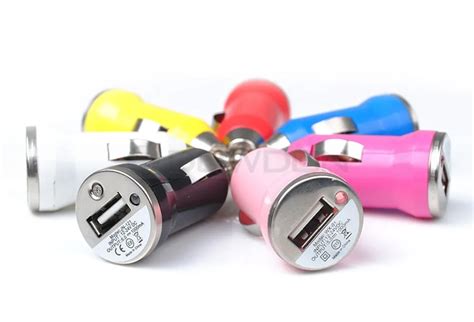 Colorful Mini Bullet Car Charger 5v 1000ma Usb Car Charger Adapter For