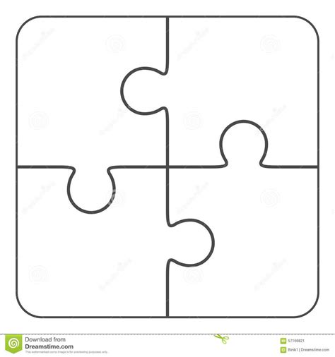 Jigsaw Puzzle Blank 2x2 Four Pieces Stock Illustration Intended For