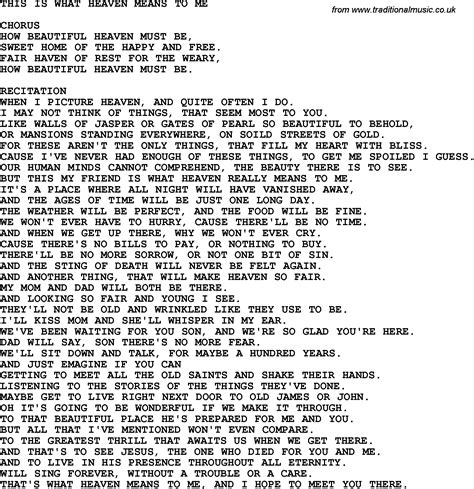 Country, Southern and Bluegrass Gospel Song This Is What Heaven Means