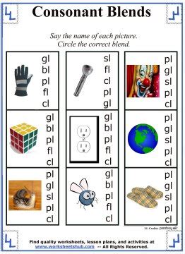 Consonant Blends:Worksheets & Lessons