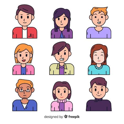 Free Vector Hand Drawn People Avatar Collection