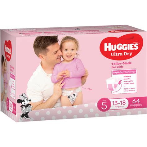 Huggies Ultra Dry Nappies Girl Size 5 13 18kg Jumbo Pack64 Health