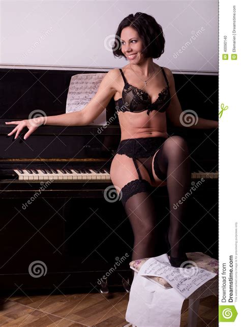 Girl In Lingerie About Piano Stock Photo Image Of Model Fashion