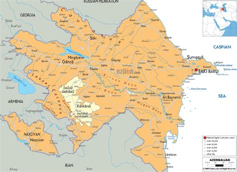 Detailed Political Map Of Azerbaijan Ezilon Maps