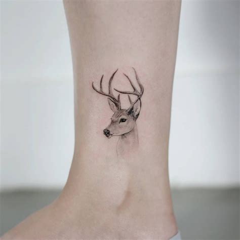 Deer Tattoo On The Ankle In 2023 Deer Tattoo Cute Animal Tattoos