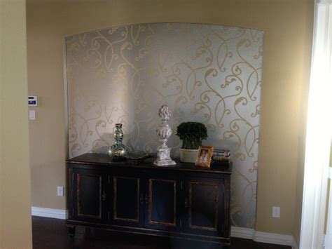 Entry Hall Niche Wallpaper Transitional Dallas By Wallpaper By