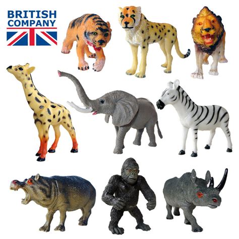 Plastic Wild Zoo Animals Toy Figures Set Of 9 Bagged Buy