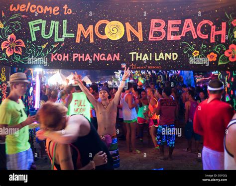 People At The Full Moon Party On Haad Rin Beach Koh Phangan Thailand