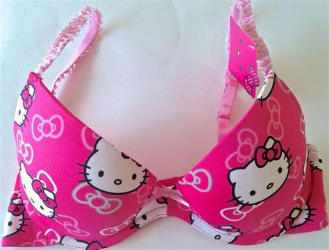 Hello Kitty Sanrio Bra Underwire Push Up Plunge Womens Size 34c Pink Lace Sanriohellokitty