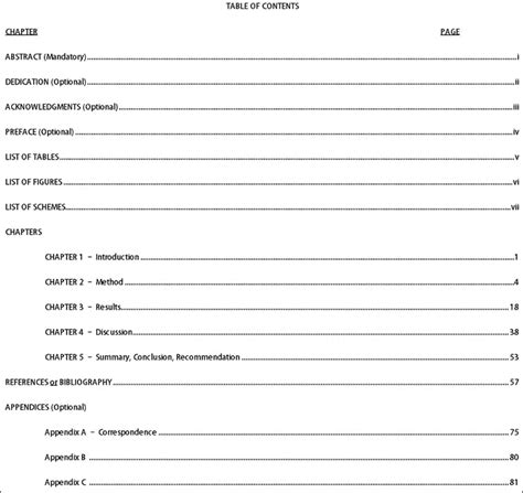 5 Table Of Contents Template Formats Examples In Word Excel