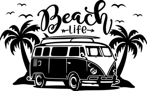 Beach Lifebeachsurfboardvw Svg Design By Agsdesign Thehungryjpeg