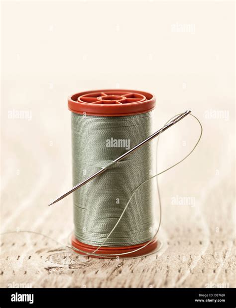 Spool of thread with needle for sewing Stock Photo - Alamy