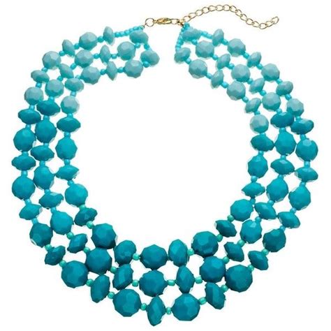 Aqua Ombre Chunky Beaded Necklace £14 Liked On Polyvore Featuring