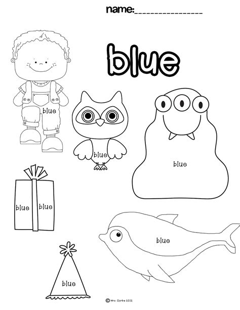 Color Blue Worksheets Preschool Sketch Coloring Page