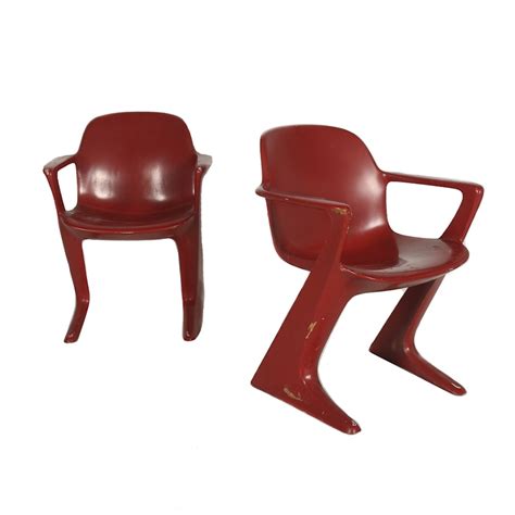 Mid Century Modern Molded Plastic Chairs In Red Ebth