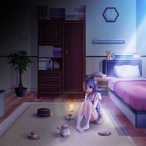 2048x2048 Anime Girl Alone In Room On Her Birtay Ipad Air Backgrounds