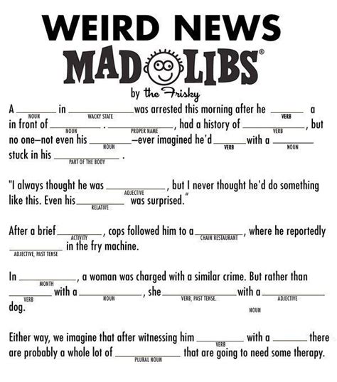 Mad Libs For Adults Weird News Mad Libs For Your Own Weird News Stories The Frisky Ad