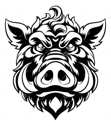 Boar Wild Hog Razorback Warthog Mascot Pig Cartoon Stock Illustration