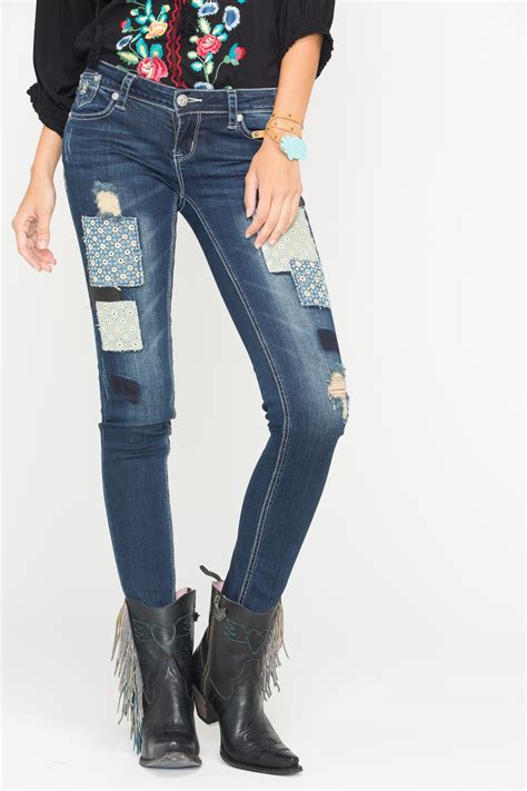 Grace In La Women S Skinny Patchwork Jeans Country Outfitter