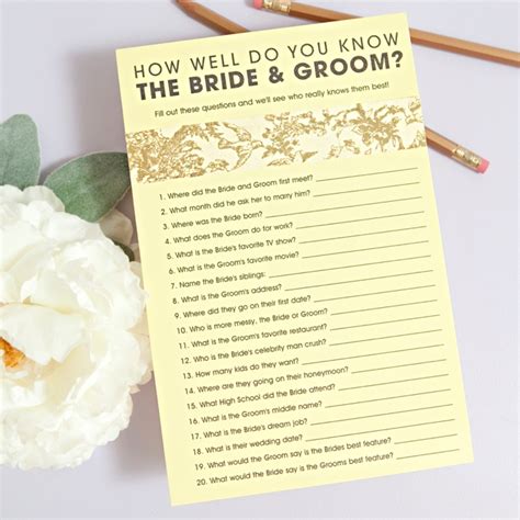 Plan the ultimate bridal shower game: Free How Well Do You Know The Bride & Groom Game!