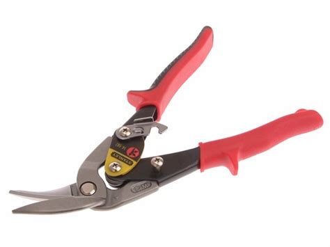 Red Offset Aviation Snip Left Cut 250mm 10in Wonkee Donkee Tools