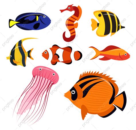 Sea Creatures Clipart Png Images Set Of Sea Creatures On White