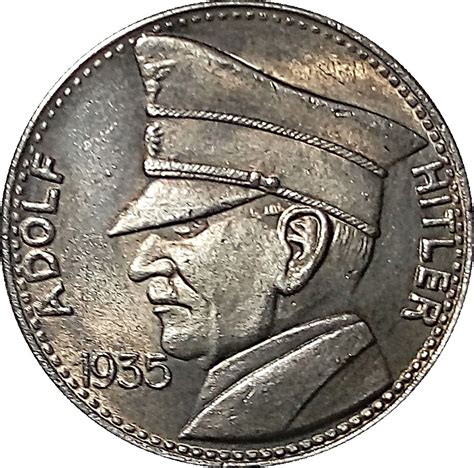1935 5 Reichsmark Adolf Hitler Germany Rare Coin Token Wt 215
