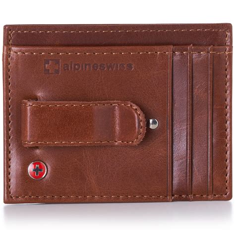 Mens black genuine leather bifold money clip badge id front pocket thin wallet. Alpine Swiss Mens Money Clip Genuine Leather Minimalist Slim Front Pocket Wallet | eBay