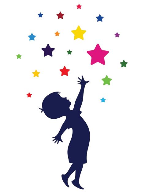 Kid Wall Decal Reaching The Stars Color Vinyl Design For Etsy