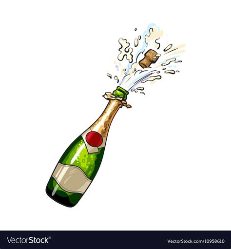 Champagne Bottle With Cork Popping Out Royalty Free Vector