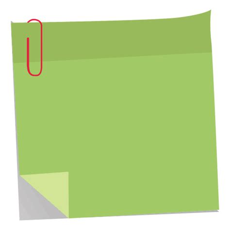 Green Sticky Note With Paperclip Transparent PNG SVG Vector File