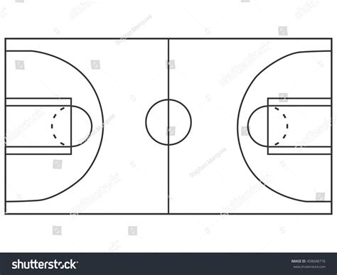 Basketball Court Illustration Lines Stock Vector 458048776