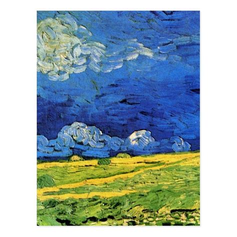 Wheat Field Under Clouded Sky By Vincent Van Gogh Postcard Zazzle