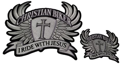 Christian Biker Patch Set Large And Small I Ride With Jesus Patches