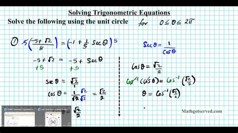 Solving Trigonometric Equations Unit Circle How To Trigonometry Algebra