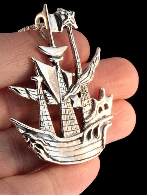 Pirate Ship Necklace Pirate Ship Pendant Pirate Jewelry Etsy
