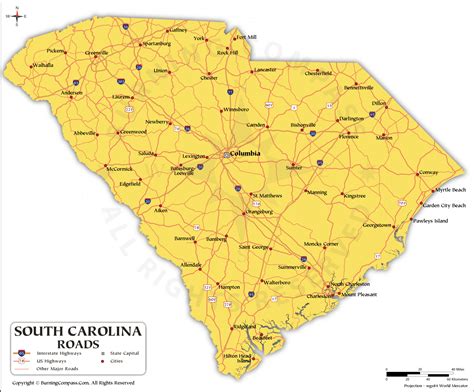 South Carolina Road Map Hd