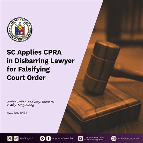 Sc Applies Cpra In Disbarring Lawyer For Falsifying Court Order