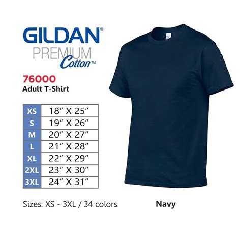 Gildan Navy Blue 76000 Premium Cotton Adult Roundneck T Shirt
