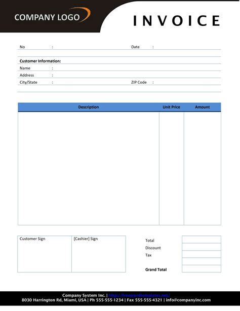 Invoice Word Template Get Free Templates