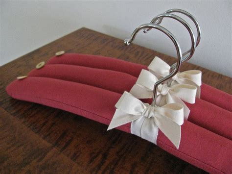 Red Padded Hanger Set Red Woven Fabric With Natural Organic Etsy
