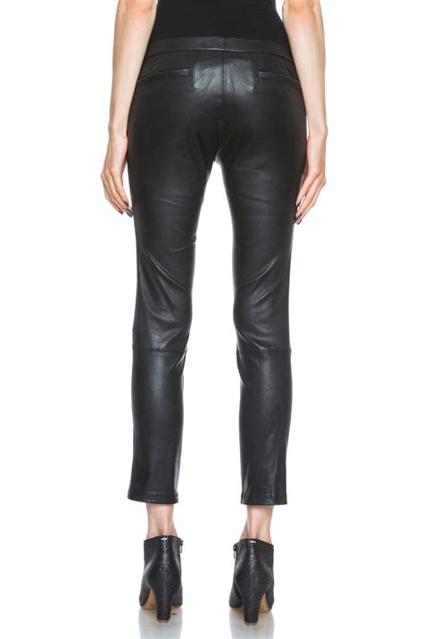 Helmut Lang Stretch Plonge Cropped Leather Pant In Black Fwrd