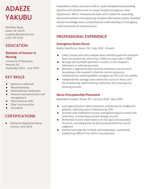 Emergency Room Nurse Resume Examples And Templates For 2024