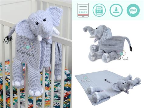 Baby Blanket Crochet Pattern Pdf Cuddle And Play Elephant Etsy Uk