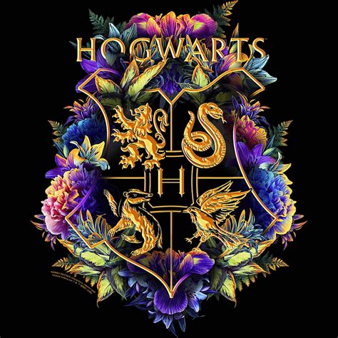 Harry Potter Hogwarts Multi Colored Floral Crest Png File Etsy
