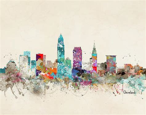 Cleveland Ohio Skyline Painting By Bri Buckley Fine Art America