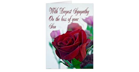 Sympathy On Loss Of Son With A Red Rose Card Zazzle