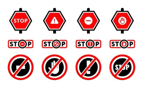Premium Vector Stop Sign Icon Set Vector Illustration Stop Sign Icons